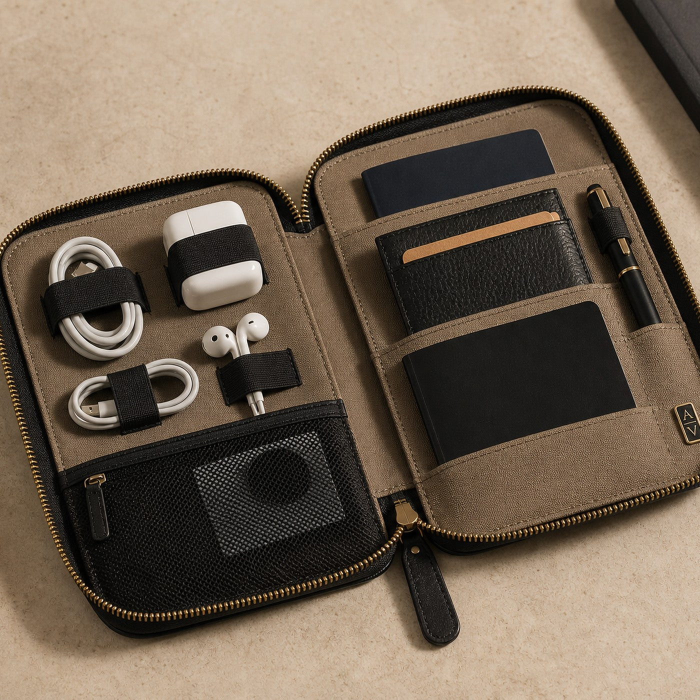 The Tech Folio open to show storage and organization.