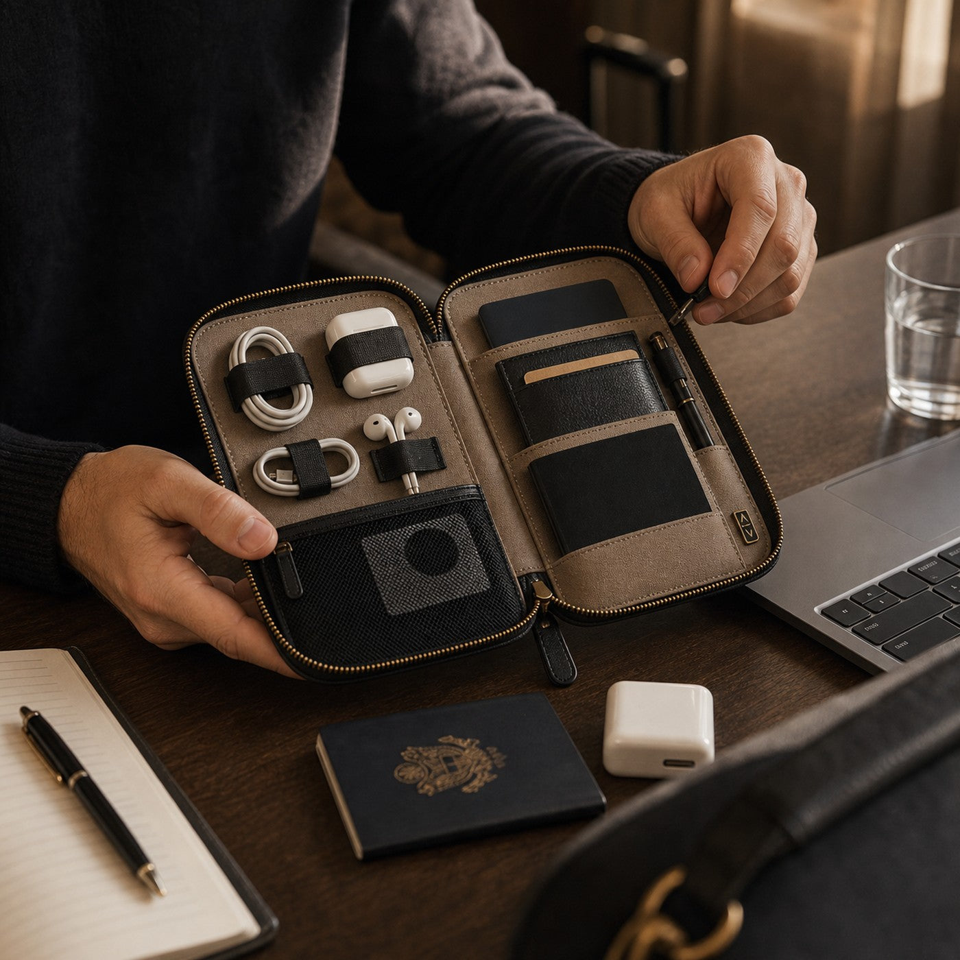 The Tech Folio shown with a person for scale.