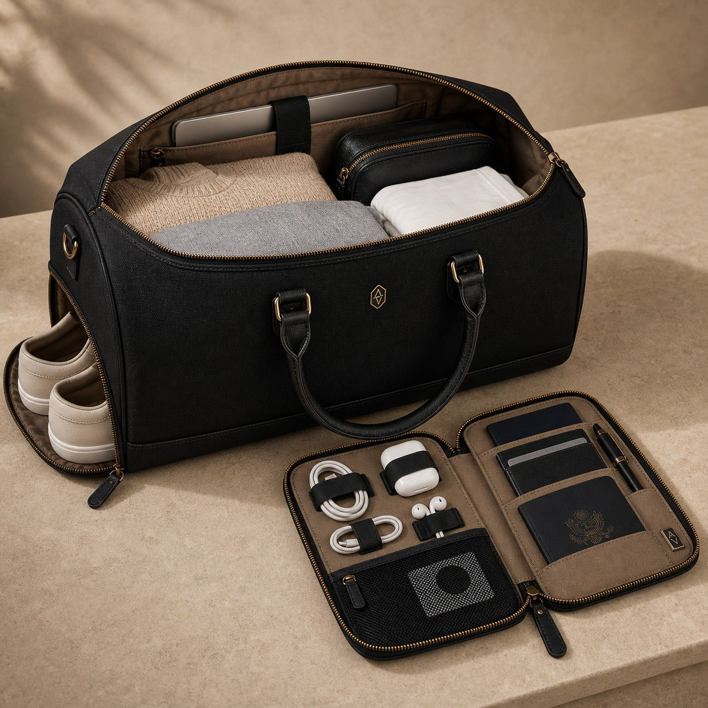 The Weekend System open to show storage and organization.